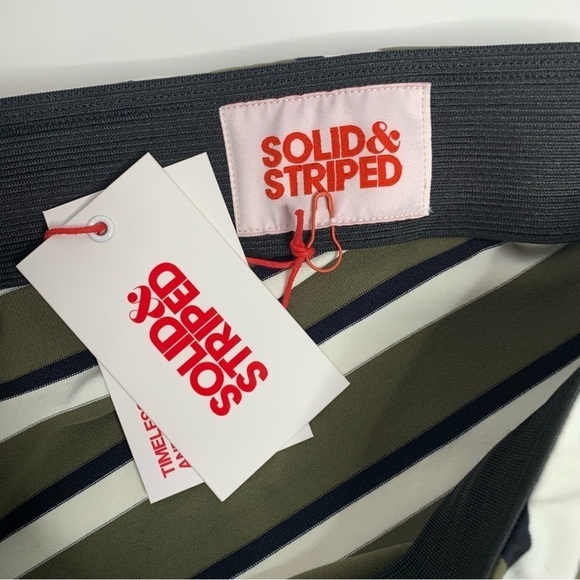 SOLID & STRIPED Ruched Striped Stretch-Jersey Skirt NWT - Picture 11 of 16